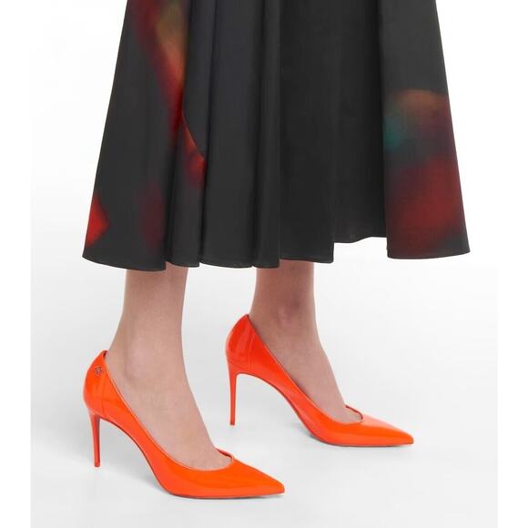 Christian Louboutin Sporty Kate 85 patent leather pointed toe pumps Orange 37.5 - Picture 6 of 7